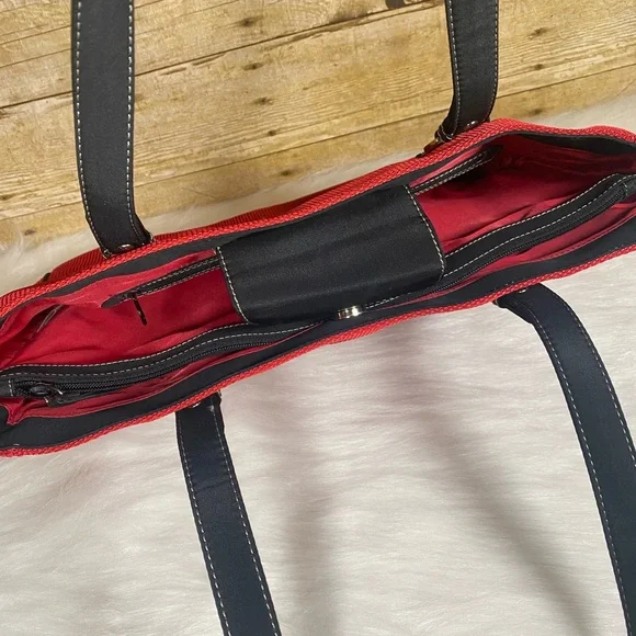 The Sak Red Black Fabric Tote Shoulder Bag Purse - Picture 9 of 14